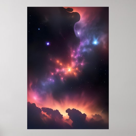 Poster Nébuleuse cosmique et galaxie (Devant)