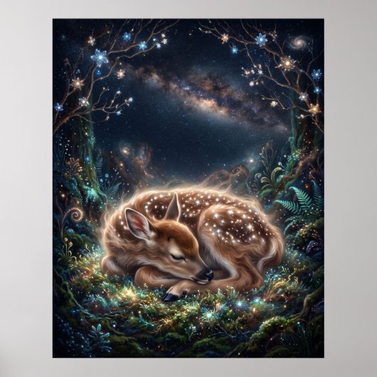 Poster Nébuleuse de Faon de Cerf Art de la mousse étoilée (Devant)