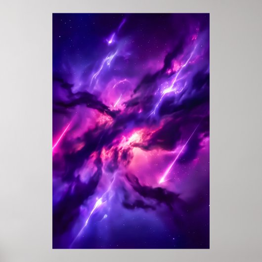 Poster Nébuleuse de l'espace vide cosmique magenta vibran (Devant)