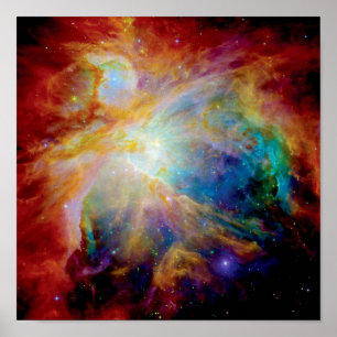 Poster Nébuleuse d'Orion Hubble Spitzer Télescope Photo d