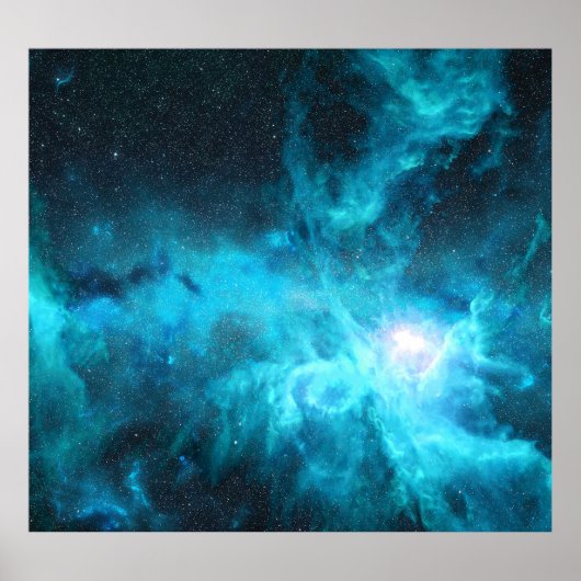 Poster nébuleuse orientale, lumière bleue, astronomie. (Devant)