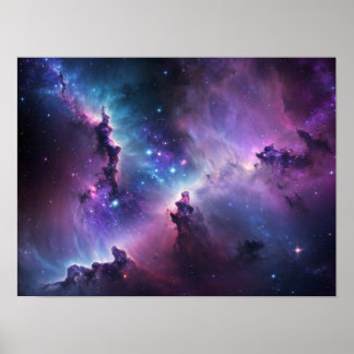 Poster Nébuleuse violette avec étoiles