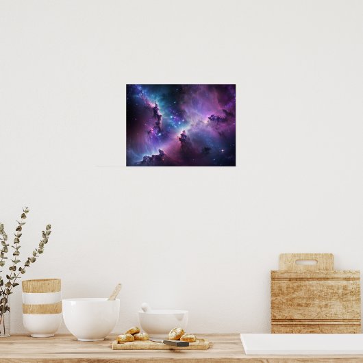 Poster Nébuleuse violette avec étoiles (Cuisine)