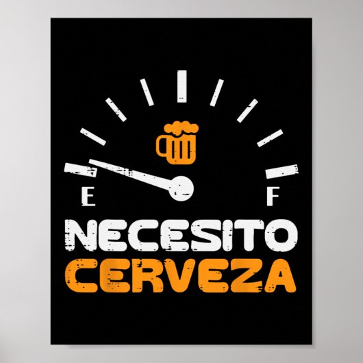 Poster Necesito Cerveza Funny Mexicain Espagnol Cinco De (Devant)