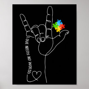 Poster Nécessité de mot Asl Sensibilisation sur l'autisme