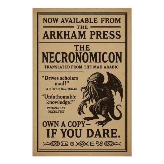 Poster Necronomicon - maintenant disponible sur Arkham Pr (Devant)