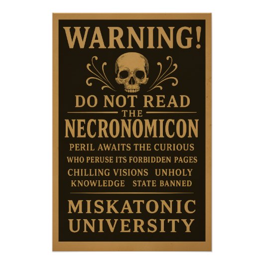 Poster Necronomicon - Précaution interdite par Miskatonic (Devant)