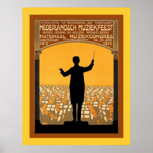 Poster Nederpaych Muziekfeest ~ Néerlandais Vintage