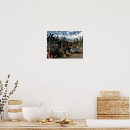 Poster Nedoceratops rugissant en cours d'exécution - rend (Cuisine)