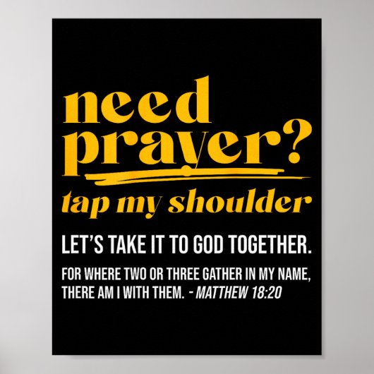 Poster Need Prayer Tap My Shoulder Christian Men Women (o (Devant)