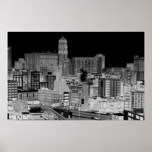Poster négatif de Detroit Skyline (Devant)