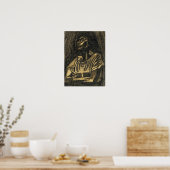 POSTER NEGRO WOMAN PROFOND DANS LA PENSÉE CANVAS IMPRIMER (Cuisine)