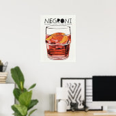 Poster Negroni Retro Art Grand Verre Cocktail (Bureau à domicile)