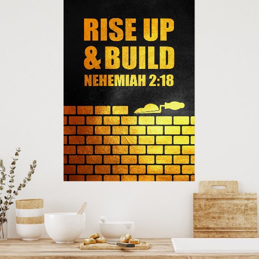 Poster Néhémie 2:18 Verse de la Bible (Cuisine)