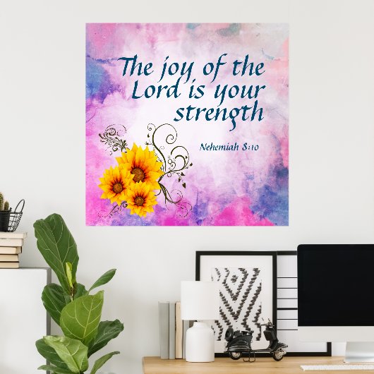 Poster Néhémie 8:10 (Bureau à domicile)