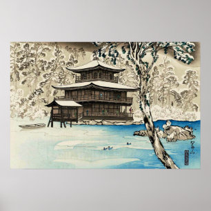 Poster Neige à Kinkaku-ji Miki Suizan Art japonais