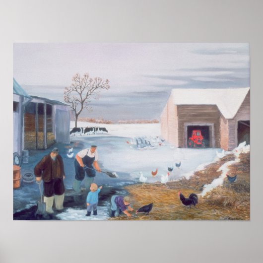 Poster Neige à la ferme (Devant)