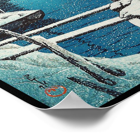 Poster Neige à Mukôjima Hasui Kawase shin hanga art (Coin)