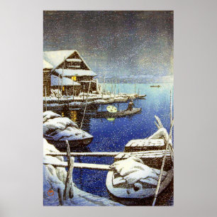 Poster Neige à Mukojima Kawase Hasui 1931