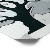 Poster Neige, arbre et montagne japonais (Coin)