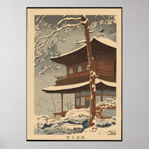 Poster Neige au temple Ginkakuji Asano Takeji