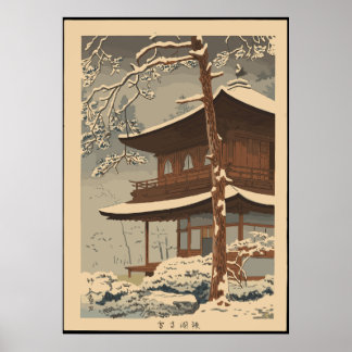 Poster Neige au temple Ginkakuji Asano Takeji