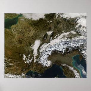 Poster Neige, brouillard, et bas nuages en Europe