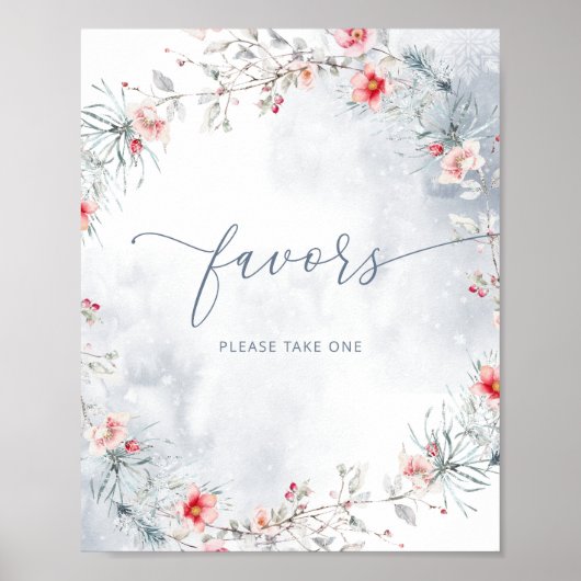 Poster Neige d'hiver en amour faveurs de la mariée prendr (Devant)