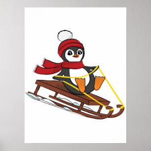 Poster Neige dormant Penguin mignons Animaux hiver