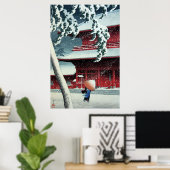 Poster Neige du soir à la rivière Edo Hasui Kawase Vers 1 (Bureau à domicile)