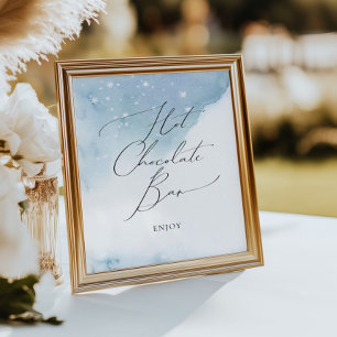 Poster Neige en amour Fête des mariées bleue Chocolat cha