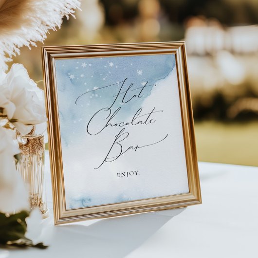 Poster Neige en amour Fête des mariées bleue Chocolat cha