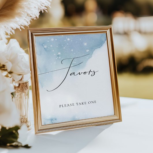 Poster Neige en amour Fête des mariées bleue Faveurs