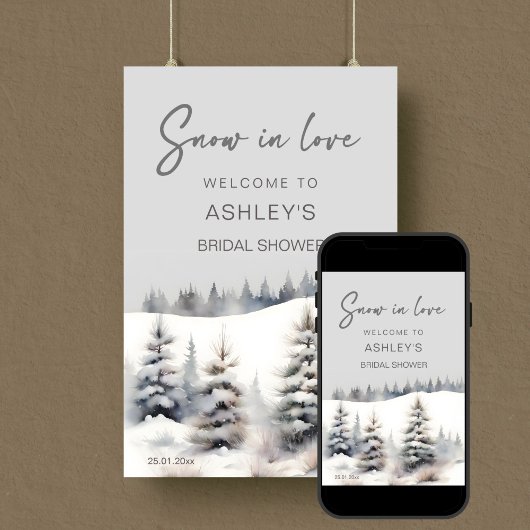 Poster Neige en amour hiver forêt nuptiale douche bienven