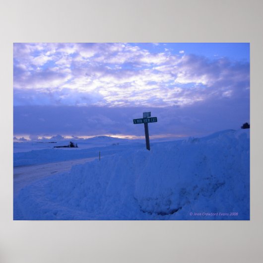 Poster Neige et coucher de soleil (Devant)