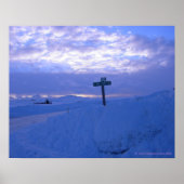 Poster Neige et coucher de soleil (Devant)