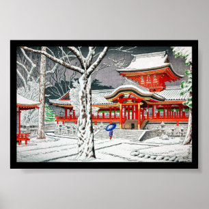 Poster Neige fraîche dans le tombeau Kyoto de hachiman