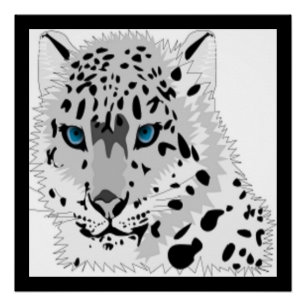 POSTER NEIGE LEOPARD ANIMAL