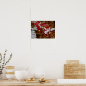 Poster Neige sur feuilles rouges (Cuisine)