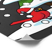 Poster Neige tombant sur Cardinal, Snowman et Pine Tree (Coin)