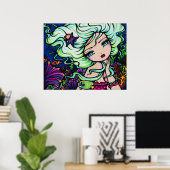 Poster Nelli Mermaid Imaginaire tropical (Bureau à domicile)