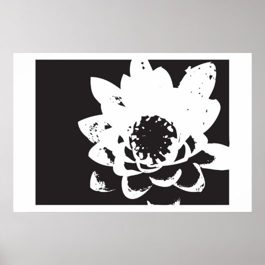 Poster nénuphar noir et blanc (Devant)
