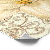 Poster nénuphar vintage paon (Coin)