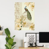 Poster nénuphar vintage paon (Bureau à domicile)