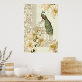 Poster nénuphar vintage paon (Cuisine)