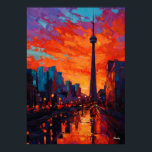 Poster Neo Expressionist Toronto Skyline Vibrant Sunset<br><div class="desc">Vibrant neo expressionist skyline artwork inspired by Toronto and the iconic CN Tower. Bold brush textures and intense sunset colors transform the modern skyline into a dramatic urban cityscape painting. Perfect wall art for lovers of Toronto, travel inspired art and contemporary expressionist skylines.</div>