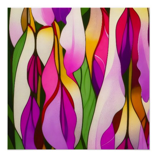 POSTER NEO FLORAL COLORÉ ABSTRAIT (Devant)