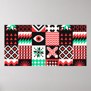 Poster NÉO GEO. Conception graphique du motif de géométri
