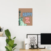 Poster Neon 4 juillet Liberty Statue (Bureau à domicile)