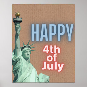 Poster Neon 4th of July Liberty Statue